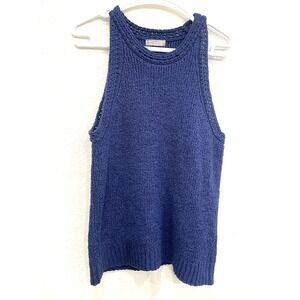 J.Crew Sweater Vest Women's Large XL High Neck  Blue Tank Top Sleeveless Office